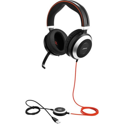 Jabra Evolve 80 UC Black Wired Bluetooth Over Ear Headset