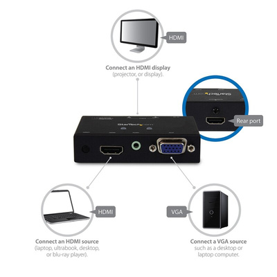 StarTech.com 2 Port 2 Input 1 Output HDMI, VGA Switch 1920 x 1200