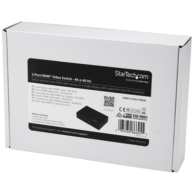 StarTech.com 2 Port 2 Input 1 Output HDMI Switch - up to 4K