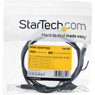 Startech 2 port HDMI to Mini DisplayPort Adapter, 1m Length - 4K Maximum Resolution