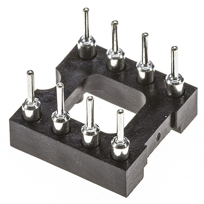 Preci-Dip 2.54mm Pitch Vertical 8 Way, Through Hole Turned Pin Open Frame IC Dip Socket, 1A