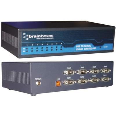 Brainboxes RS422, RS485 USB B Female to DB-9 Male Interface Converter