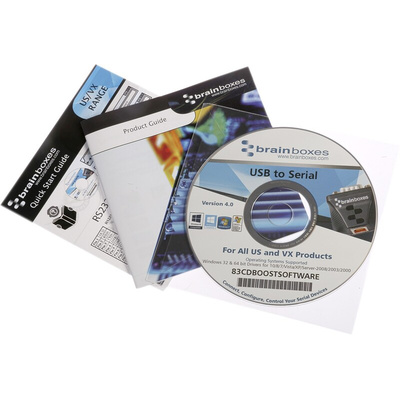 Brainboxes RS422, RS485 USB A Female to DB-9 Male Interface Converter