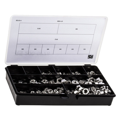 RS PRO 1020 Piece Stainless Steel Hex Full Nuts Box