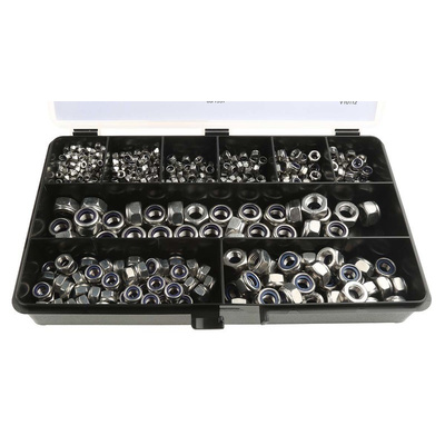 RS PRO 545 Piece Stainless Steel Self Locking Nuts Box