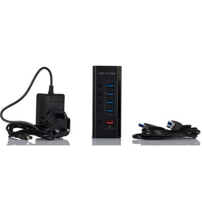 RS PRO 1 Port USB 3.0 USB A  Hub, Mains Plug Powered, 115 x 47 x 25mm