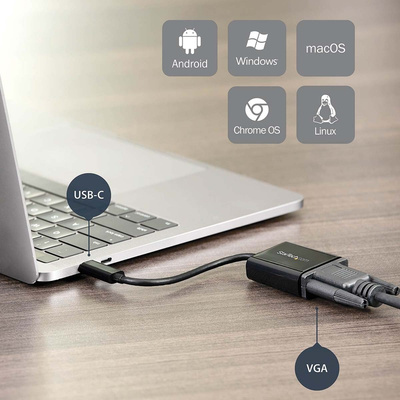 StarTech.com USB C to VGA Adapter, USB 3.1, 1 Supported Display(s) - 1920 x 1200