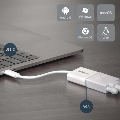StarTech.com USB C to VGA Adapter, USB 3.1, 1 Supported Display(s) - 1920 x 1200