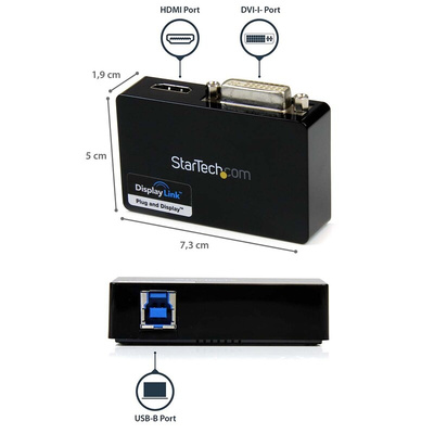 StarTech.com USB B to DVI, HDMI Adapter, USB 3.0, 2 Supported Display(s) - 2048 x 1152