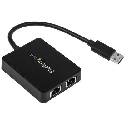 StarTech.com 2 Port USB Ethernet Adapter USB 3.0 USB A to RJ45 10/100/1000Mbit/s Network Speed