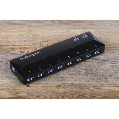 StarTech.com 10 Port USB 3.0 USB A  Hub, AC Adapter Powered, 201 x 60 x 24mm