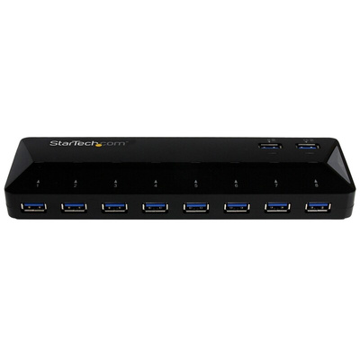 StarTech.com 10 Port USB 3.0 USB A  Hub, AC Adapter Powered, 201 x 60 x 24mm