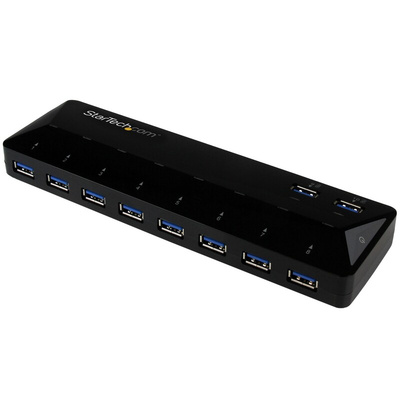 StarTech.com 10 Port USB 3.0 USB A  Hub, AC Adapter Powered, 201 x 60 x 24mm