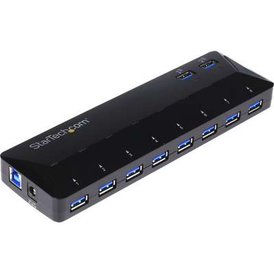 StarTech.com 10 Port USB 3.0 USB A  Hub, AC Adapter Powered, 201 x 60 x 24mm
