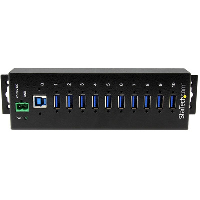 StarTech.com 10 Port USB 3.0 USB A  Hub, Terminal Connector Powered, 198 x 56 x 31mm