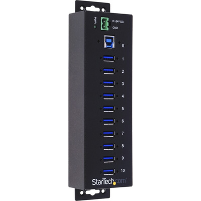 StarTech.com 10 Port USB 3.0 USB A  Hub, Terminal Connector Powered, 198 x 56 x 31mm