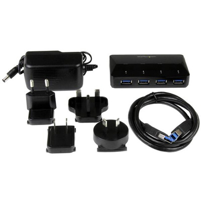 StarTech.com 4 Port USB 3.0 USB A  Hub, AC Adapter Powered, 103 x 60 x 22mm