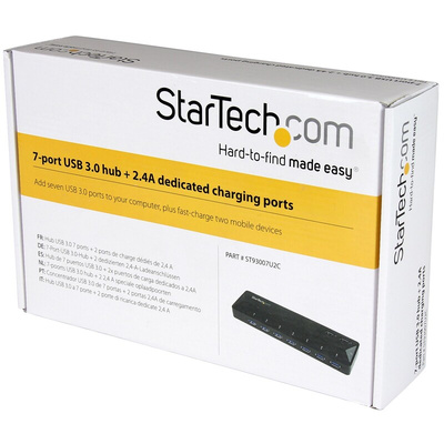 StarTech.com 7 Port USB 3.0 USB A  Hub, AC Adapter Powered, 200 x 60 x 25mm