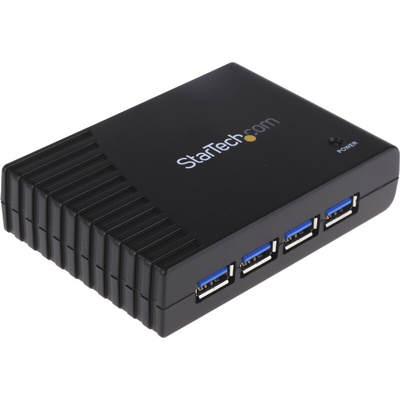 StarTech.com 4 Port USB 3.0 USB A  Hub, AC Adapter - UK Plug Powered, 95 x 68 x 23mm