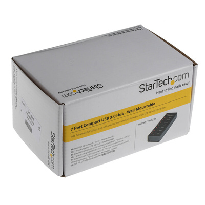 StarTech.com 7 Port USB 3.0 USB A  Hub, AC Adapter Powered, 110 x 44 x 24mm