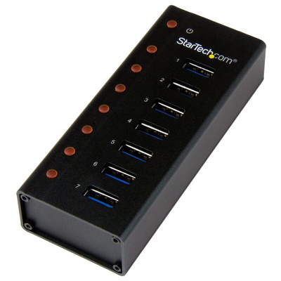 StarTech.com 7 Port USB 3.0 USB A  Hub, AC Adapter Powered, 110 x 44 x 24mm