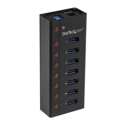 StarTech.com 7 Port USB 3.0 USB A  Hub, AC Adapter Powered, 110 x 44 x 24mm