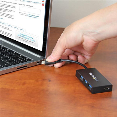 StarTech.com 4 Port USB 3.1 USB A, USB C  Hub, USB Bus Powered, 75 x 40 x 13mm