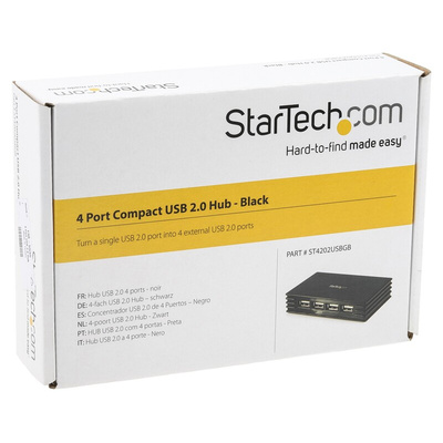 StarTech.com 4 Port USB 2.0 USB A  Hub, AC Adapter - UK Plug Powered, 100 x 60 x 20mm