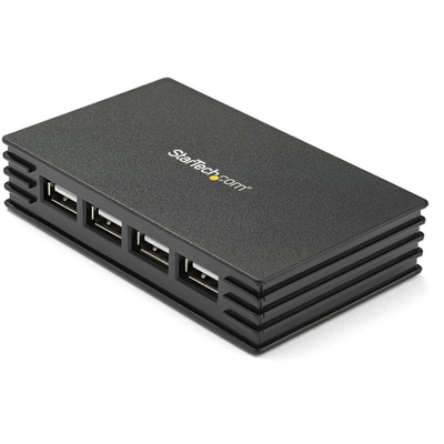 StarTech.com 4 Port USB 2.0 USB A  Hub, AC Adapter - UK Plug Powered, 100 x 60 x 20mm