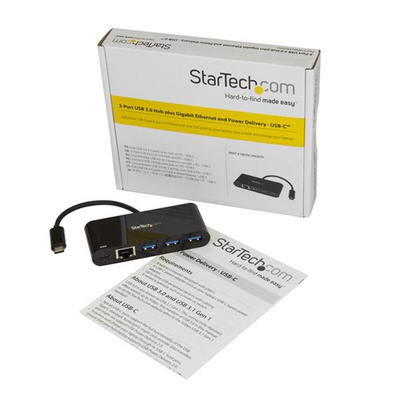 StarTech.com 3 Port USB 3.0 USB A, USB C  Hub, USB Powered, 95 x 41 x 17mm