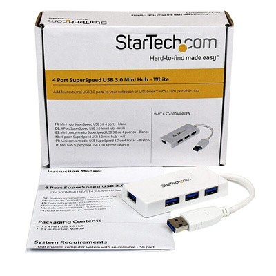 StarTech.com 4 Port USB 3.0 USB A  Hub, USB Powered, 80 x 36 x 14mm