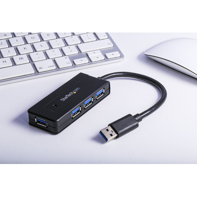 StarTech.com 4 Port USB 3.0 USB A  Hub, AC Adapter Powered, 292 x 35 x 15mm