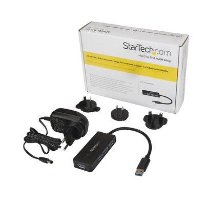 StarTech.com 4 Port USB 3.0 USB A  Hub, AC Adapter Powered, 292 x 35 x 15mm