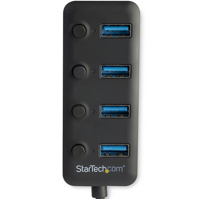 StarTech.com 4 Port USB 3.0 USB A  Hub, USB Bus Powered, 85 mm x 34.9 mm x 1.9cm