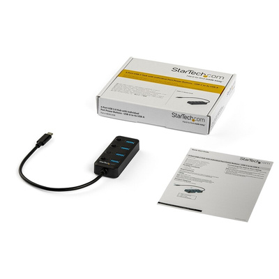 StarTech.com 4 Port USB 3.0 USB A  Hub, USB Bus Powered, 85 mm x 34.9 mm x 1.9cm