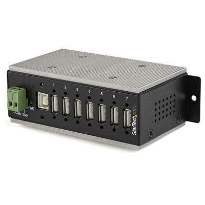 StarTech.com 7 Port USB 2.0 USB A  Hub, Terminal Connector Powered, 13.2cm
