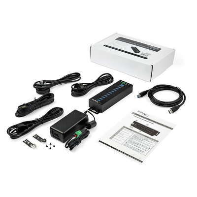 StarTech.com 10 Port USB 3.0 USB A, USB B  Hub, AC Adapter Powered, 190 x 295 x 70mm