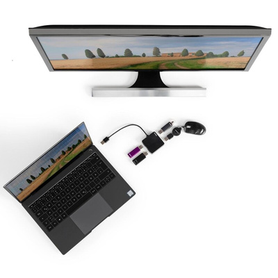 Hama 4 Port USB 2.0 USB A  Hub, USB Powered, 5.6 x 1.3 x 5.6cm