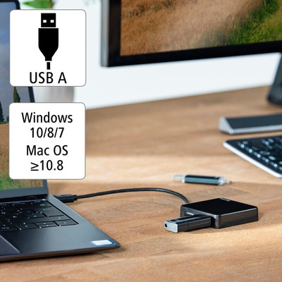 Hama 4 Port USB 2.0 USB A  Hub, USB Powered, 5.6 x 1.3 x 5.6cm