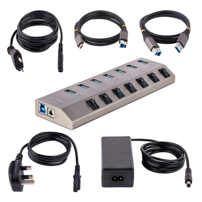 StarTech.com 7 Port USB 3.2 USB A, USB B USB C Hub, AC Adapter Powered, 0.8 x 2.3 x 7.6in