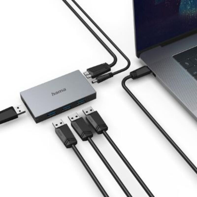 Hama 4 Port USB 3.0 USB A  Hub, USB Powered, 8.6 x 4.9 x 1.2cm