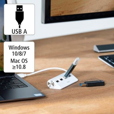 Hama 4 Port USB 2.0 USB A  Hub, USB Powered, 8.9 x 3.8 x 2.2cm