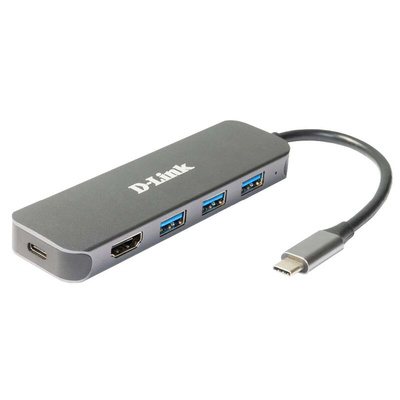 D-Link 4 Port USB 1.1, USB 2.0, USB 3.0 USB C USB C Hub, USB Bus Powered, 118 x 35 x 13.5mm