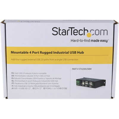 StarTech.com 4 Port USB 2.0 USB A  Hub, Terminal Connector Powered, 114.5 x 57.3 x 26.3mm