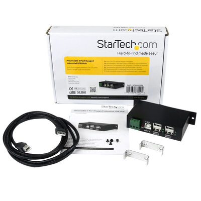StarTech.com 4 Port USB 2.0 USB A  Hub, Terminal Connector Powered, 114.5 x 57.3 x 26.3mm