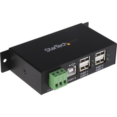 StarTech.com 4 Port USB 2.0 USB A  Hub, Terminal Connector Powered, 114.5 x 57.3 x 26.3mm