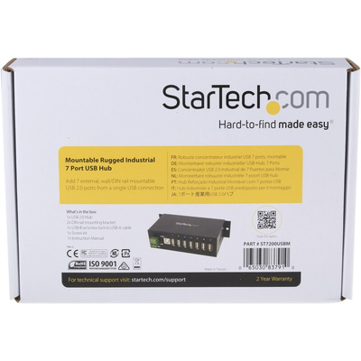StarTech.com 7 Port USB 2.0 USB A  Hub, Terminal Connector Powered, 133 x 61.5 x 36.3mm