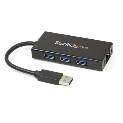 StarTech.com 3 Port USB 3.0 USB A  Hub, AC Adapter Powered, 87 x 43 x 14mm
