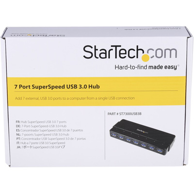 StarTech.com 7 Port USB 3.0 USB A  Hub, AC Adapter Powered, 172 x 70 x 23mm