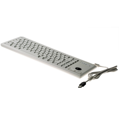 CHERRY Wired USB Compact Trackball Keyboard, AZERTY, Grey